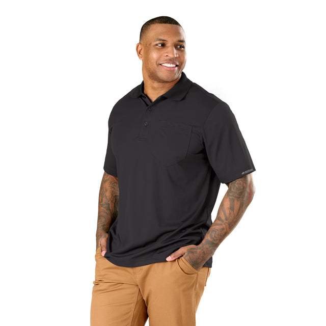 Short Sleeve Ribbed Collar Pocket Polo Shirt