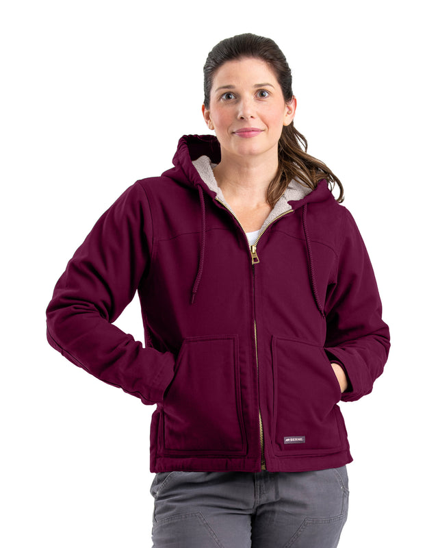 WHJ43PLM Women's Sherpa-Lined Softstone Duck Hooded Jacket