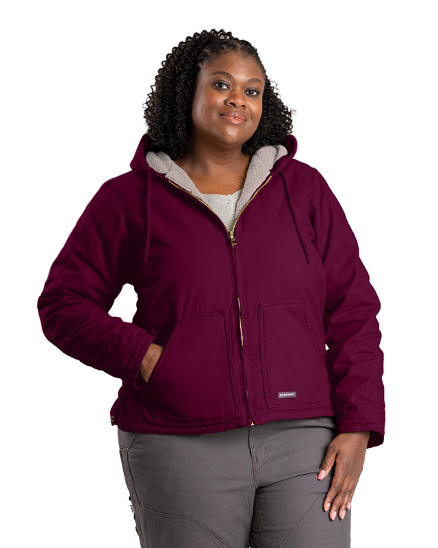 WHJ43PLM Women's Sherpa-Lined Softstone Duck Hooded Jacket