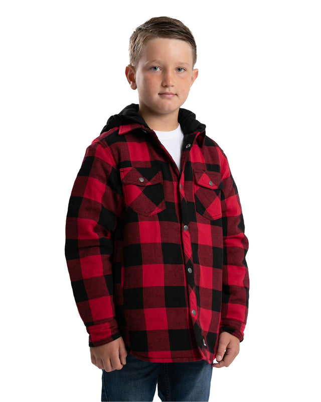 Youth  Hooded Flannel Shirt Jacket