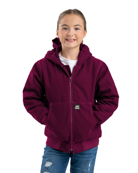 BHJ61PLM Youth Highland Softstone Duck Hooded Jacket