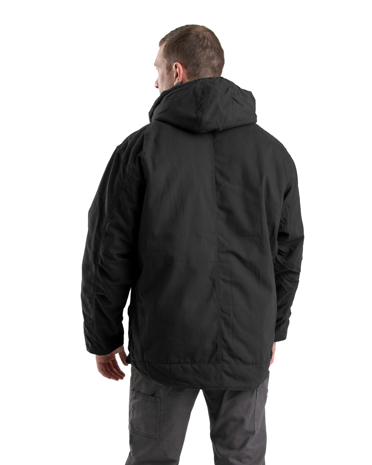 CH428BK Highland Washed Duck Zip-Off Hooded Chore Coat