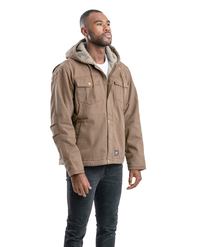 Washed Sherpa-Lined Hooded Jacket