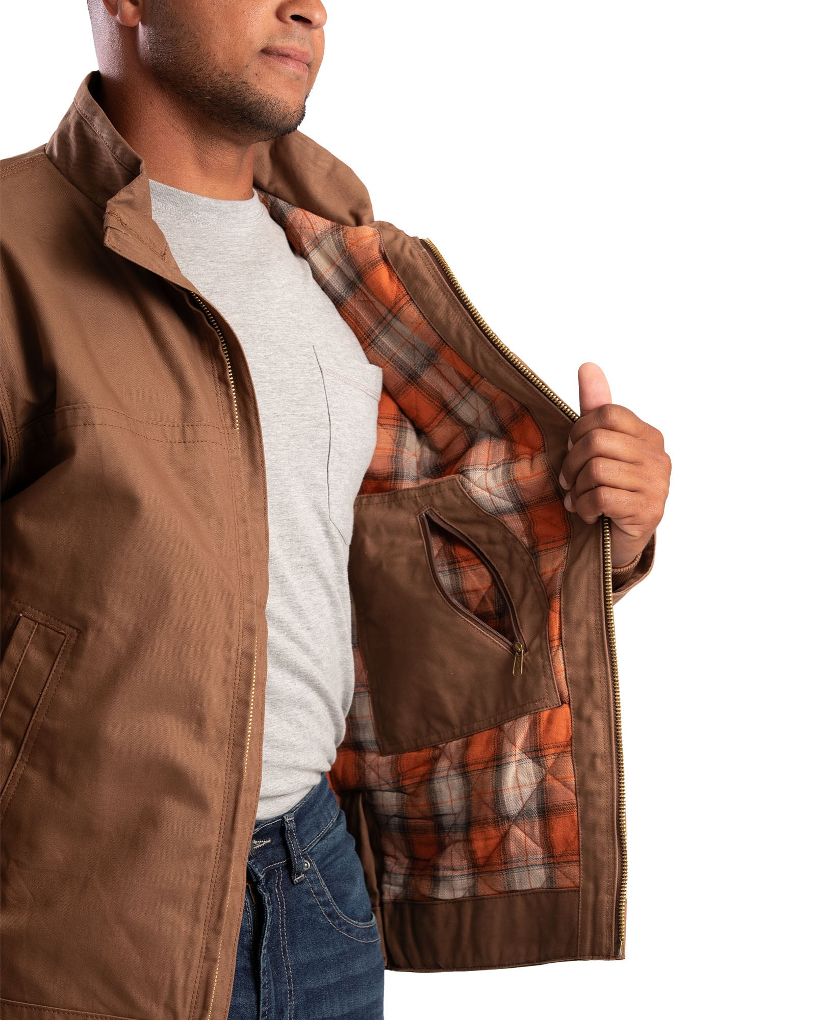 Men's Washed Duck Flannel-Lined Work Jacket