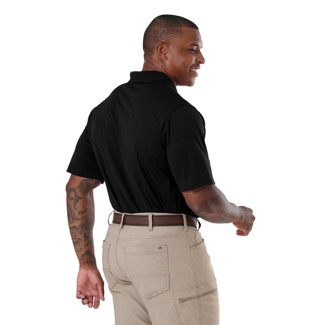 Short Sleeve Ribbed Collar Pocket Polo Shirt