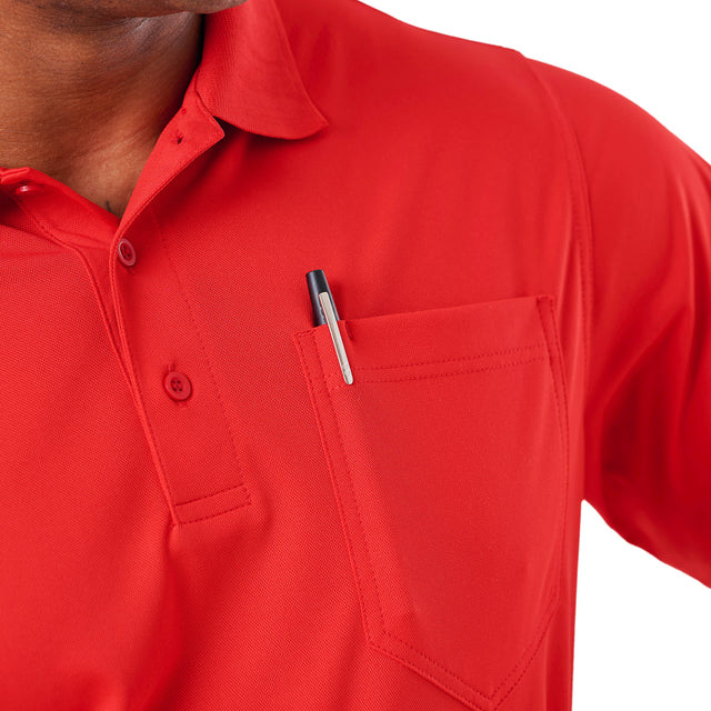 Short Sleeve Ribbed Collar Pocket Polo Shirt
