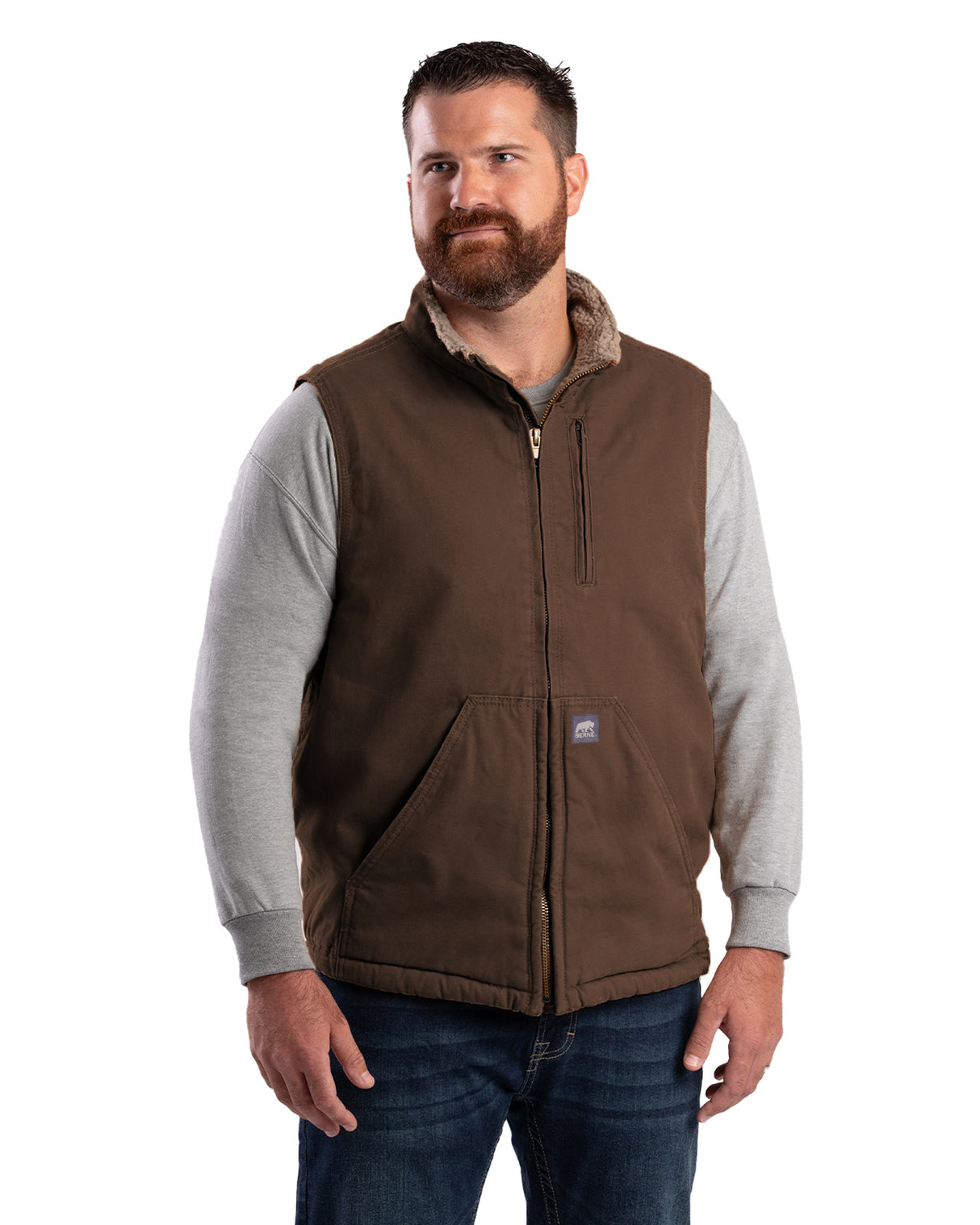 V818BB Heartland Sherpa-Lined Washed Duck Vest