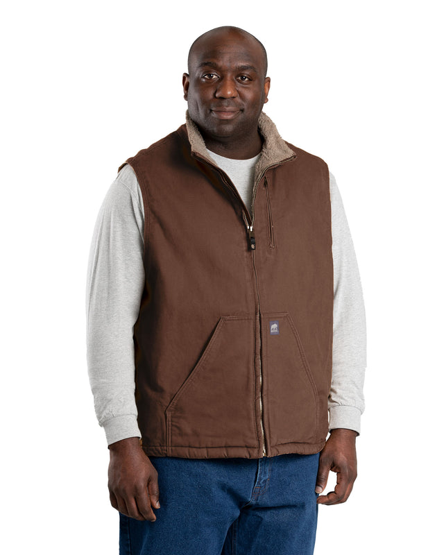 V818BB Heartland Sherpa-Lined Washed Duck Vest