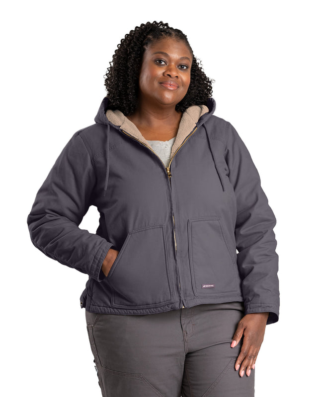 Women's Sherpa-Lined Softstone Duck Hooded Jacket