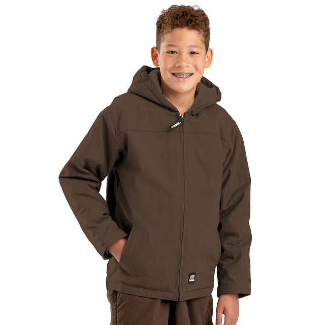 Youth Sherpa-Lined Softstone Duck Hooded Jacket